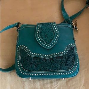 Teal Leather cross body